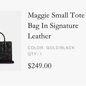 Coach Maggie Tote in Black and Gold